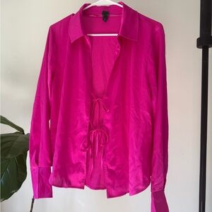 Wild Fable Hot Pink Tie-Front Blouse